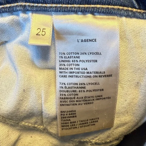 L’Agence | Ariana High arise Wide Leg Jean Stockton Wash Size 25 - Picture 11 of 15